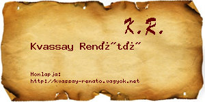 Kvassay Renátó névjegykártya